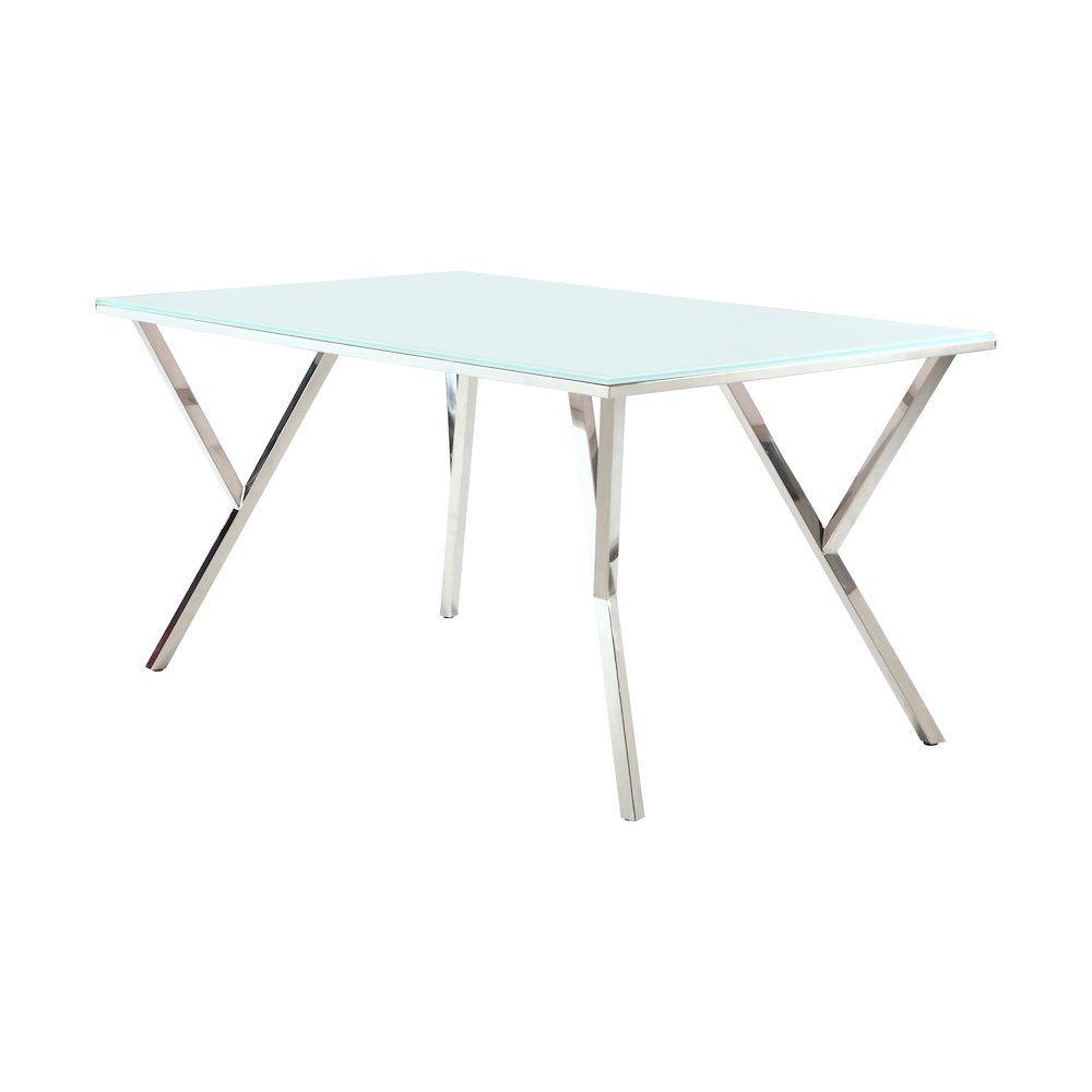 Modern Dining Set With Starphire Glass Table & White Upholstered Chairs. Picture 1