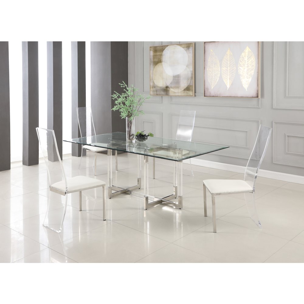 Acrylic High Back Side Chair - Set Of 2, White. Picture 2