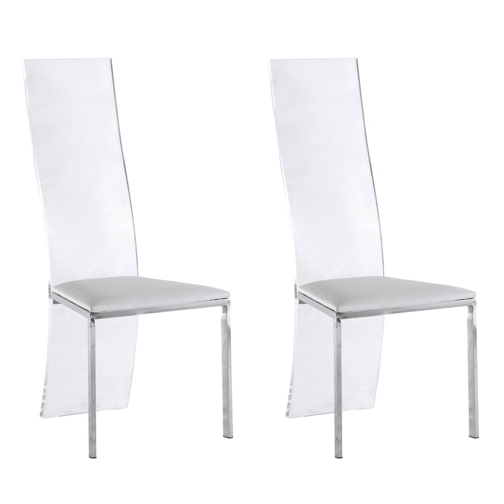 Acrylic High Back Side Chair - Set Of 2, White. Picture 6