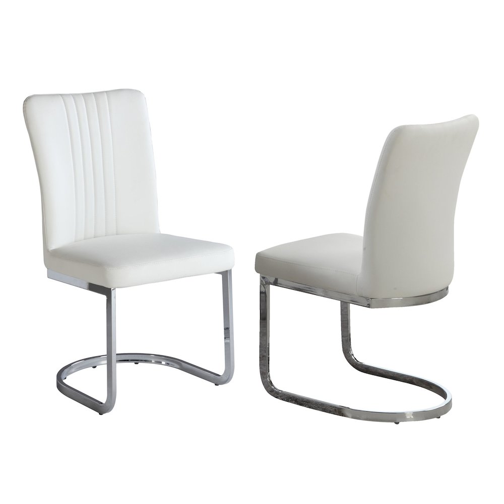 Channel Back Cantilever Side Chair  - Set Of 4, White. Picture 1