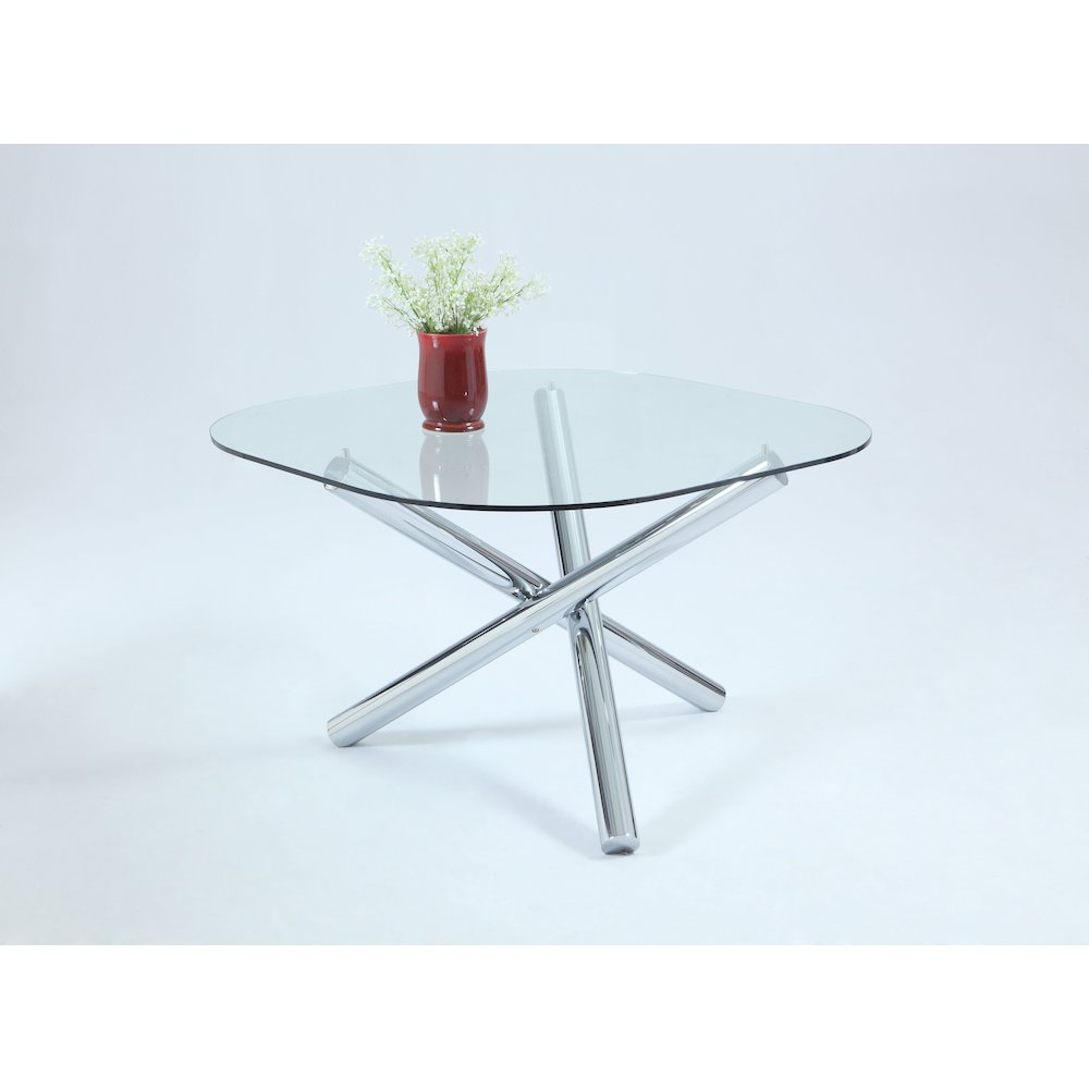 Contemporary Square Round Glass Top Table. Picture 3