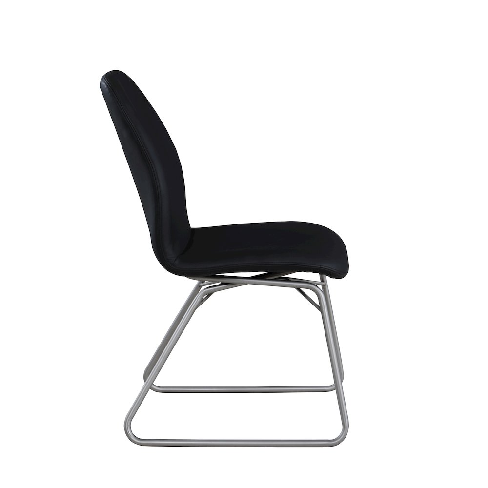 Curved Back Side Chair W/ Sled Base - Set Of 2, Black. Picture 2