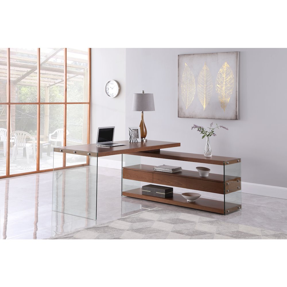 Rotatable Wooden Desk W/ 3 Drawers And 3 Shelves. Picture 9