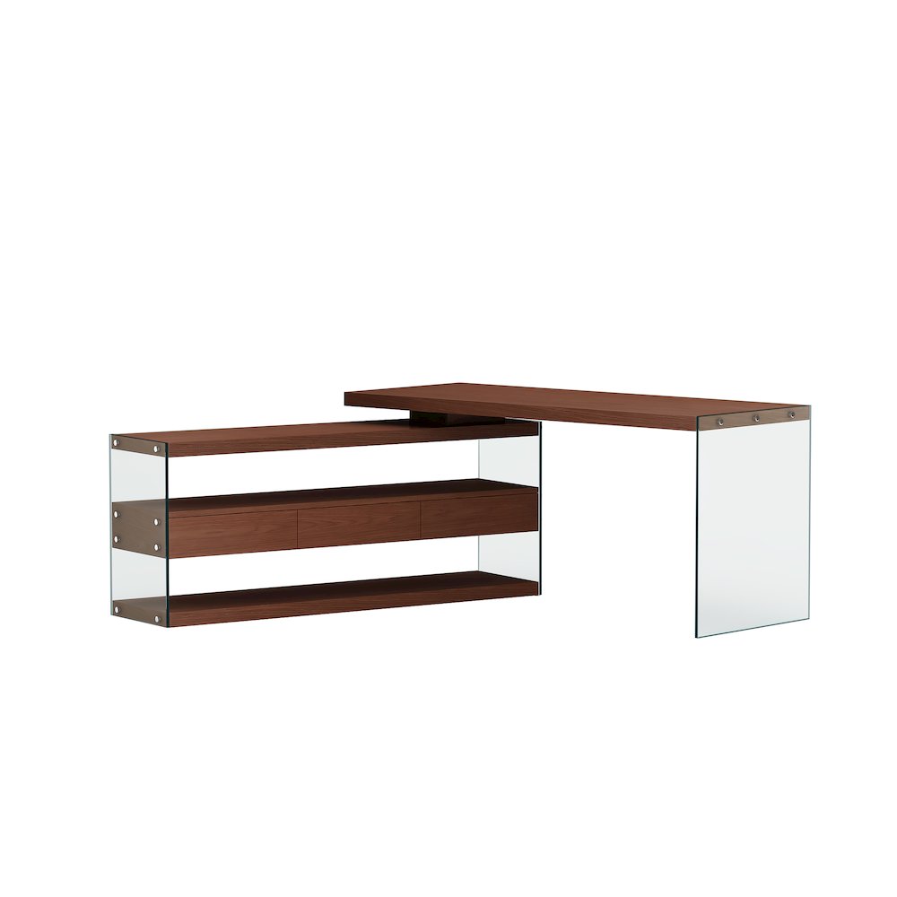 Rotatable Wooden Desk W/ 3 Drawers And 3 Shelves. Picture 1