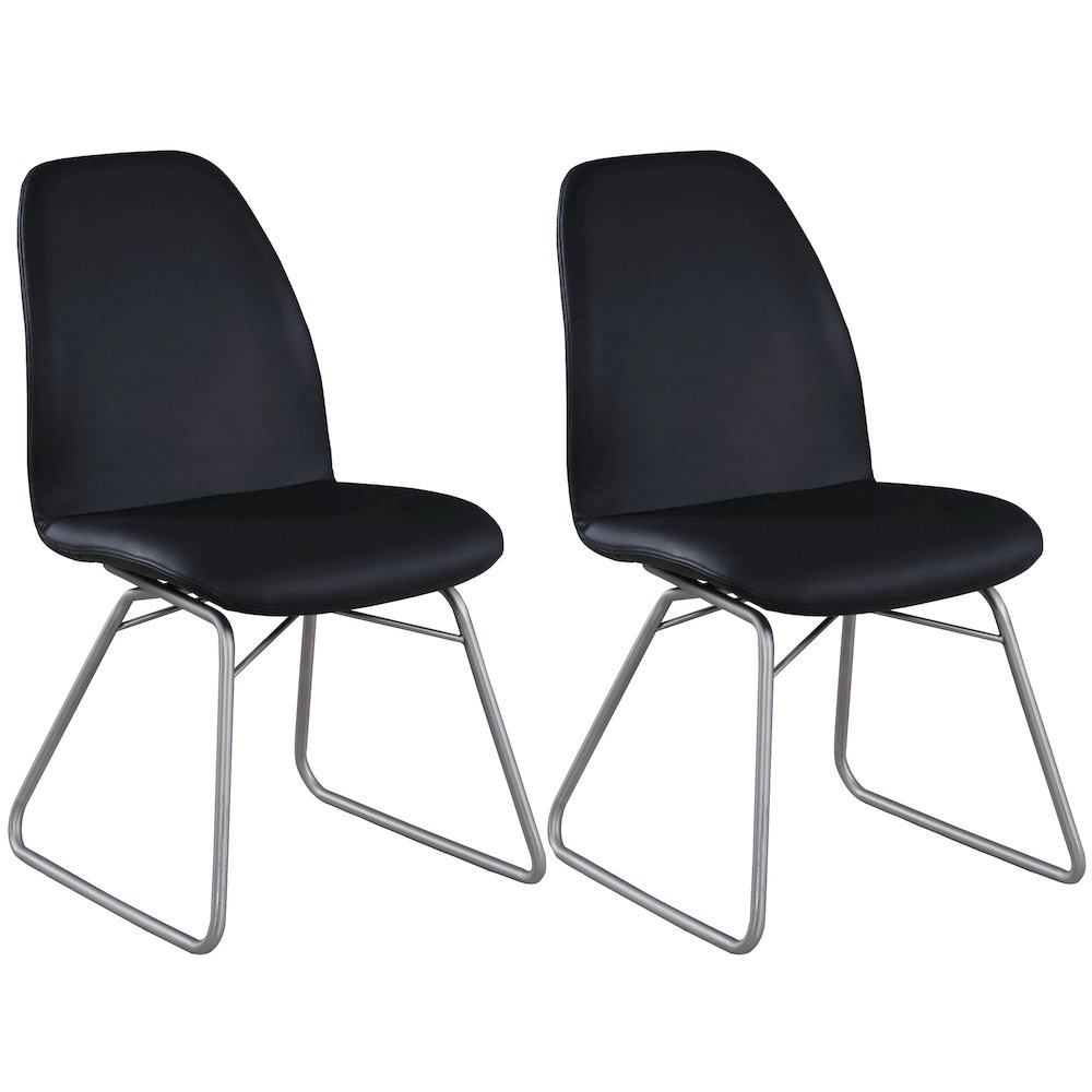 Curved Back Side Chair W/ Sled Base - Set Of 2, Black. Picture 5