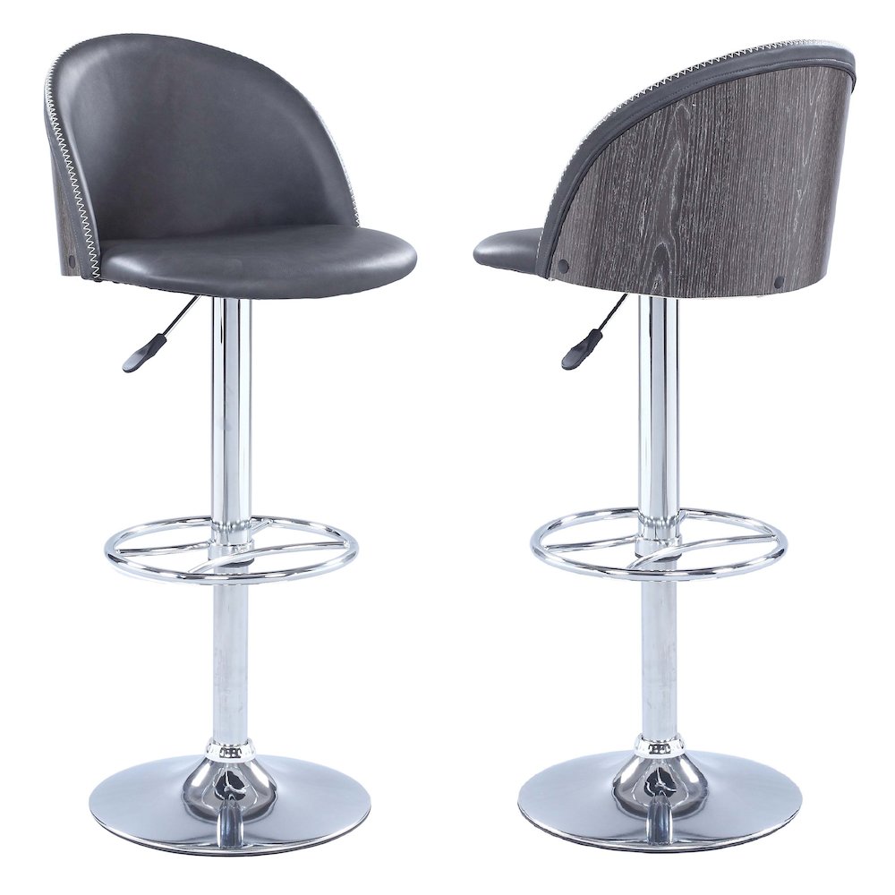 Pneumatic Rounded Back Adjustable Stool, Gray. Picture 1