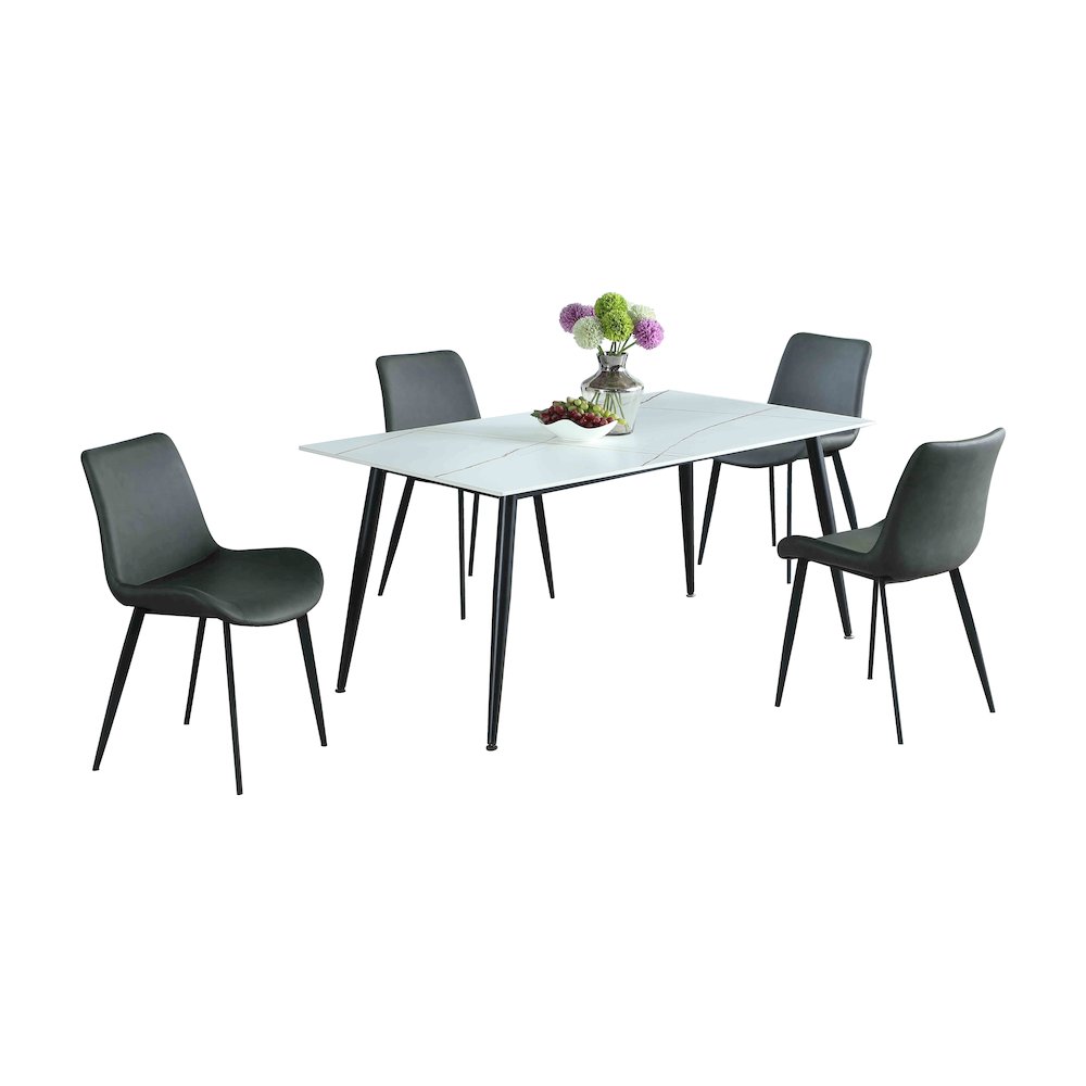 Contemporary Dining Set W/ Ceramic Top & 4 Chairs. Picture 1