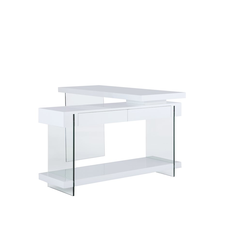 Modern Rotatable Glass & Wooden Desk W/ Drawers & Shelf. Picture 2