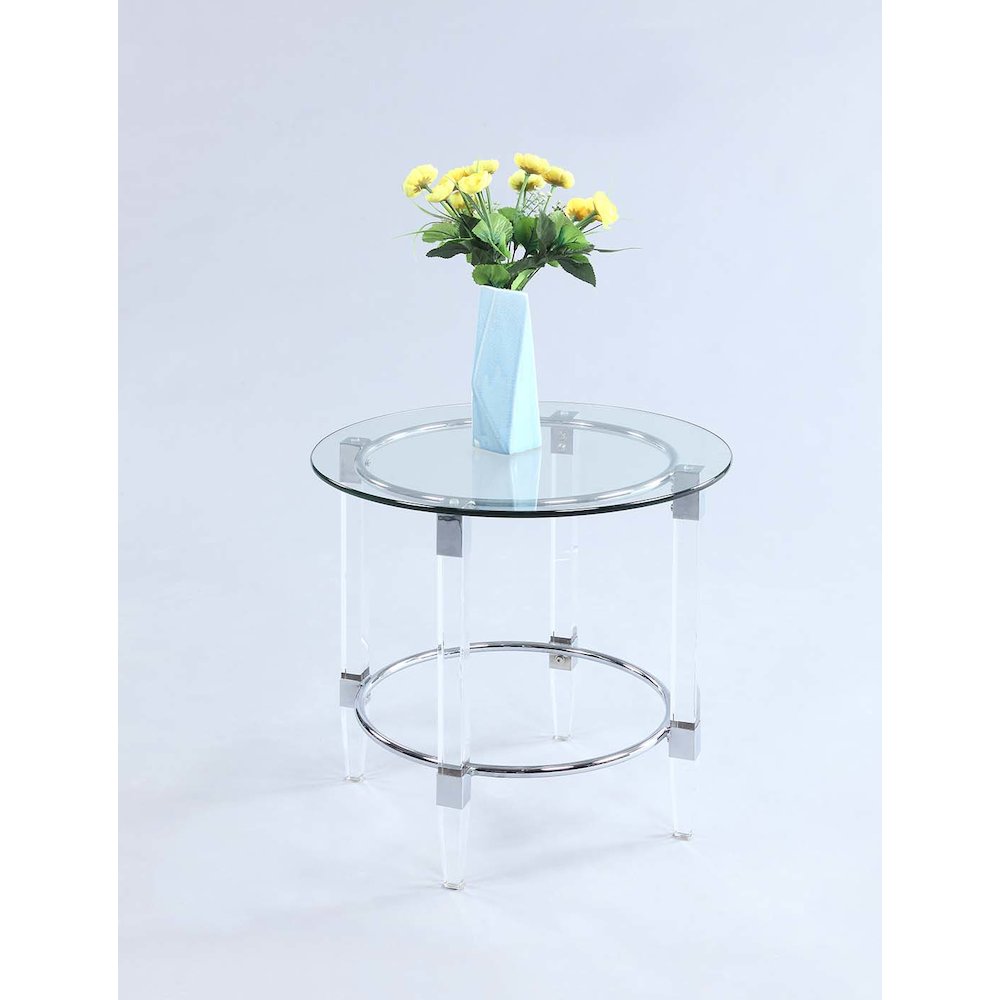 Contemporary Round Glass Top Lamp Table. Picture 2
