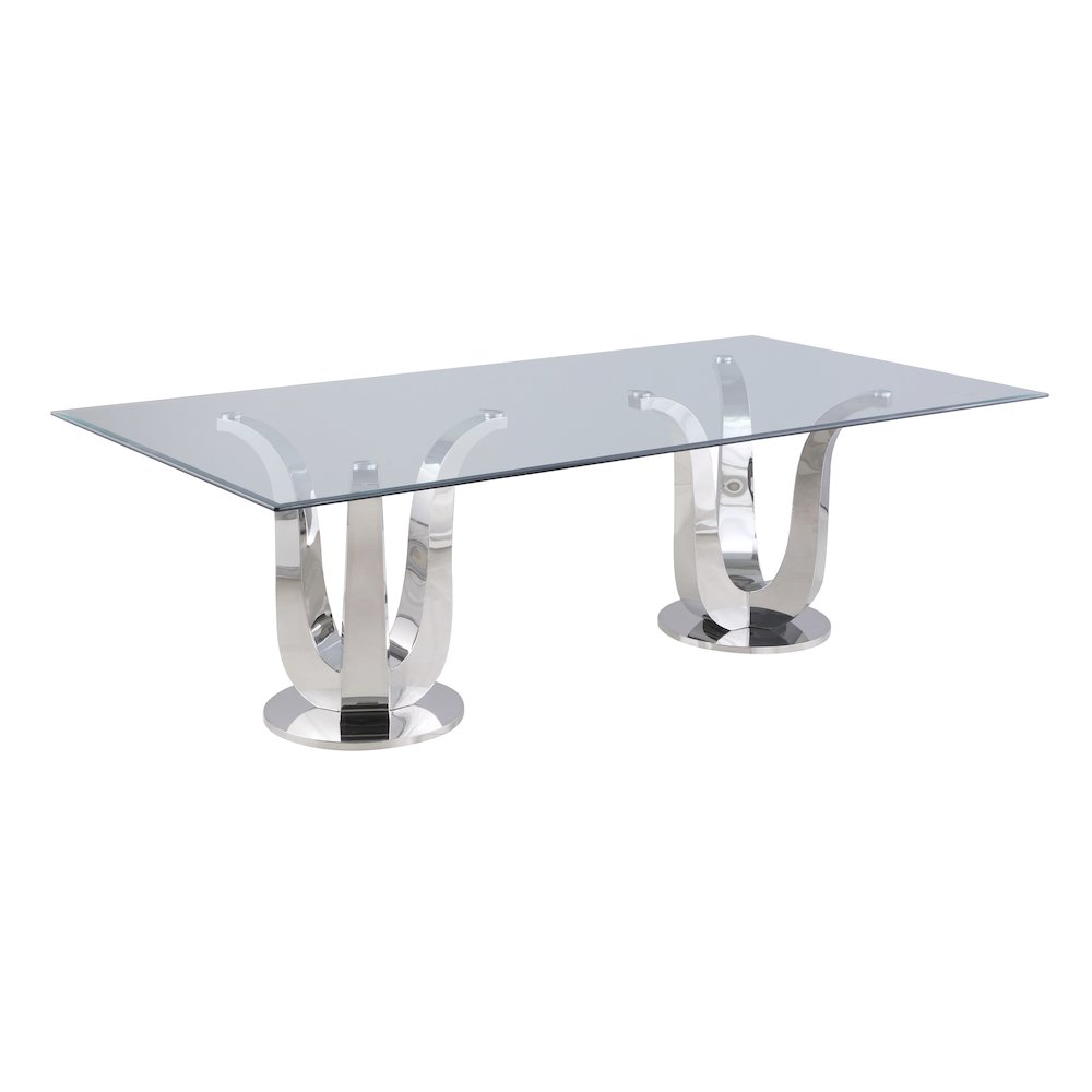 Contemporary Rectangular Glass Dining Table. Picture 1