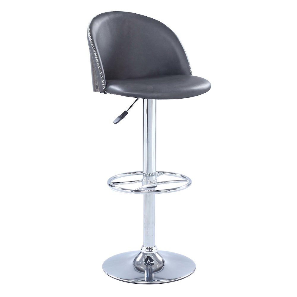 Pneumatic Rounded Back Adjustable Stool, Gray. Picture 6