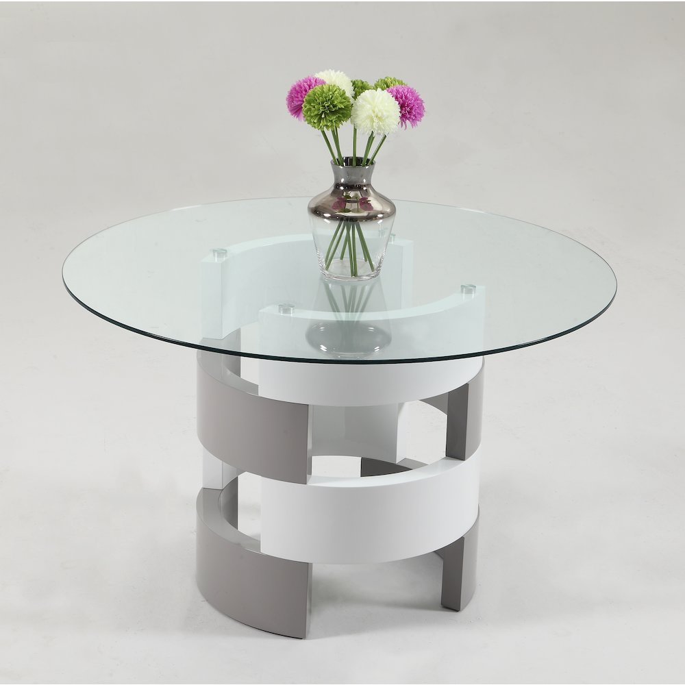 Contemporary Round Glass Top Dining Table. Picture 2