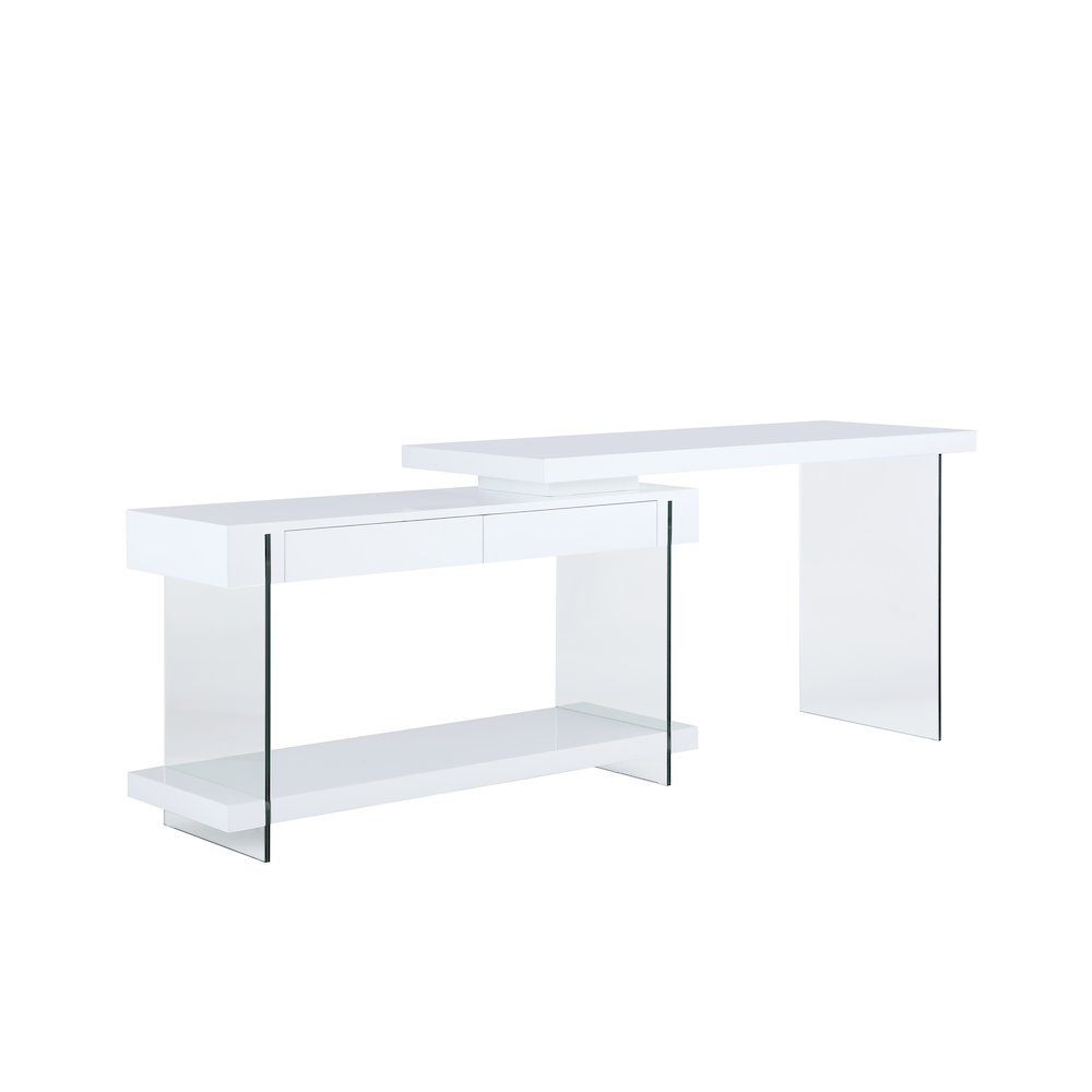 Modern Rotatable Glass & Wooden Desk W/ Drawers & Shelf. Picture 5
