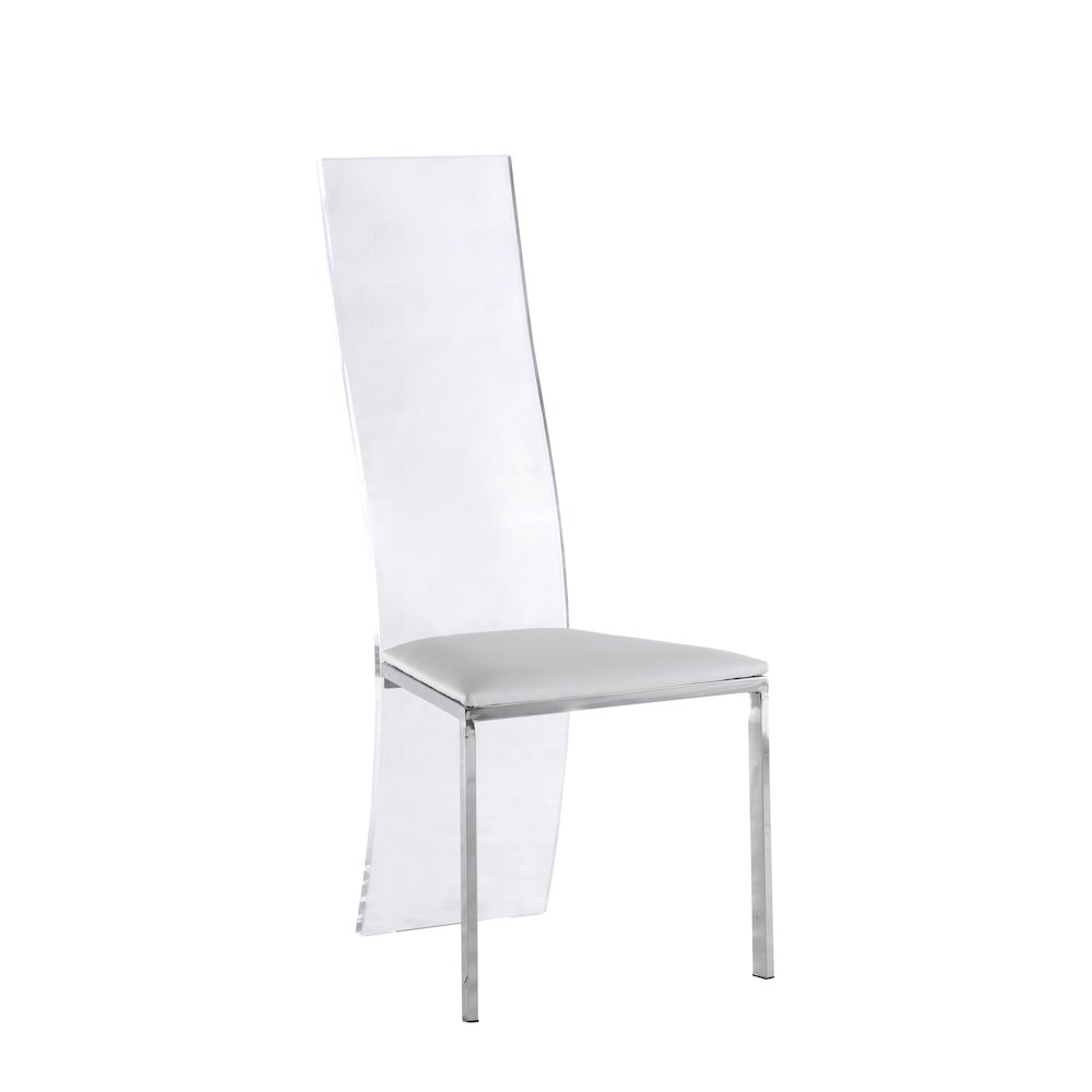 Acrylic High Back Side Chair - Set Of 2, White. Picture 7