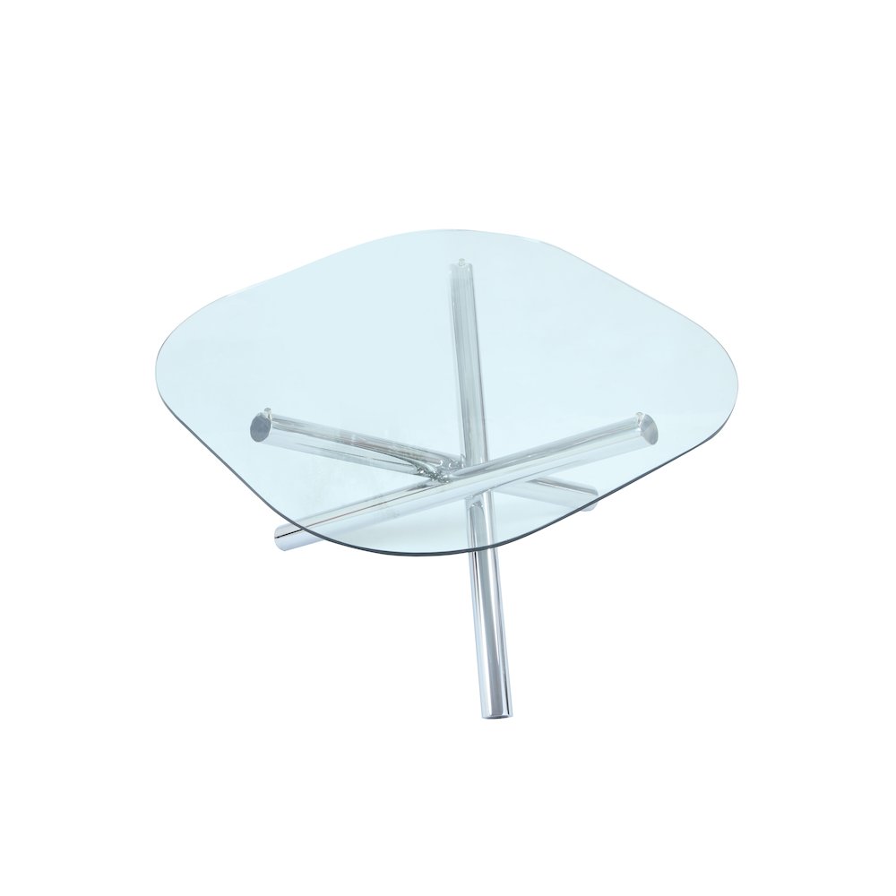 Contemporary Square Round Glass Top Table. Picture 2