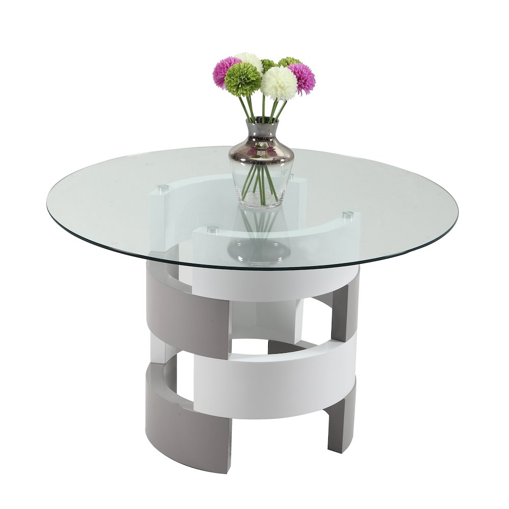 Contemporary Round Glass Top Dining Table. Picture 1