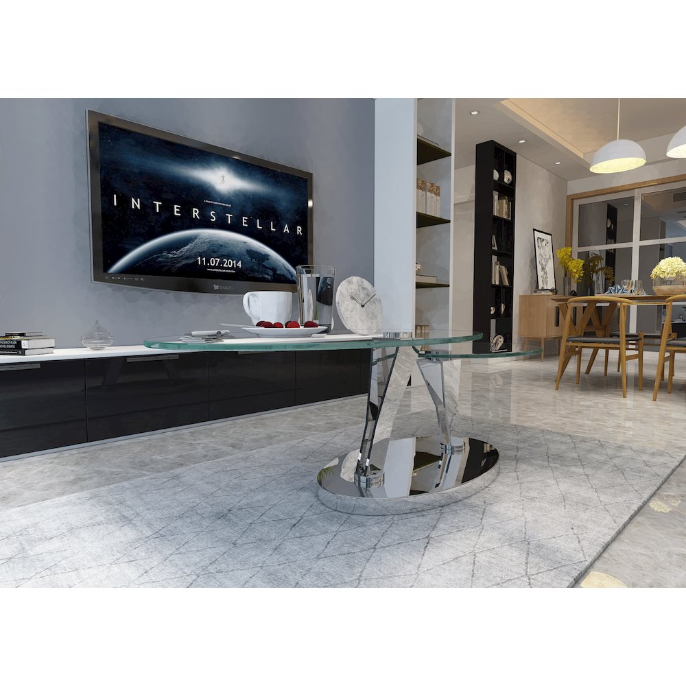 Contemporary Glass Top Motion Cocktail Table. Picture 4