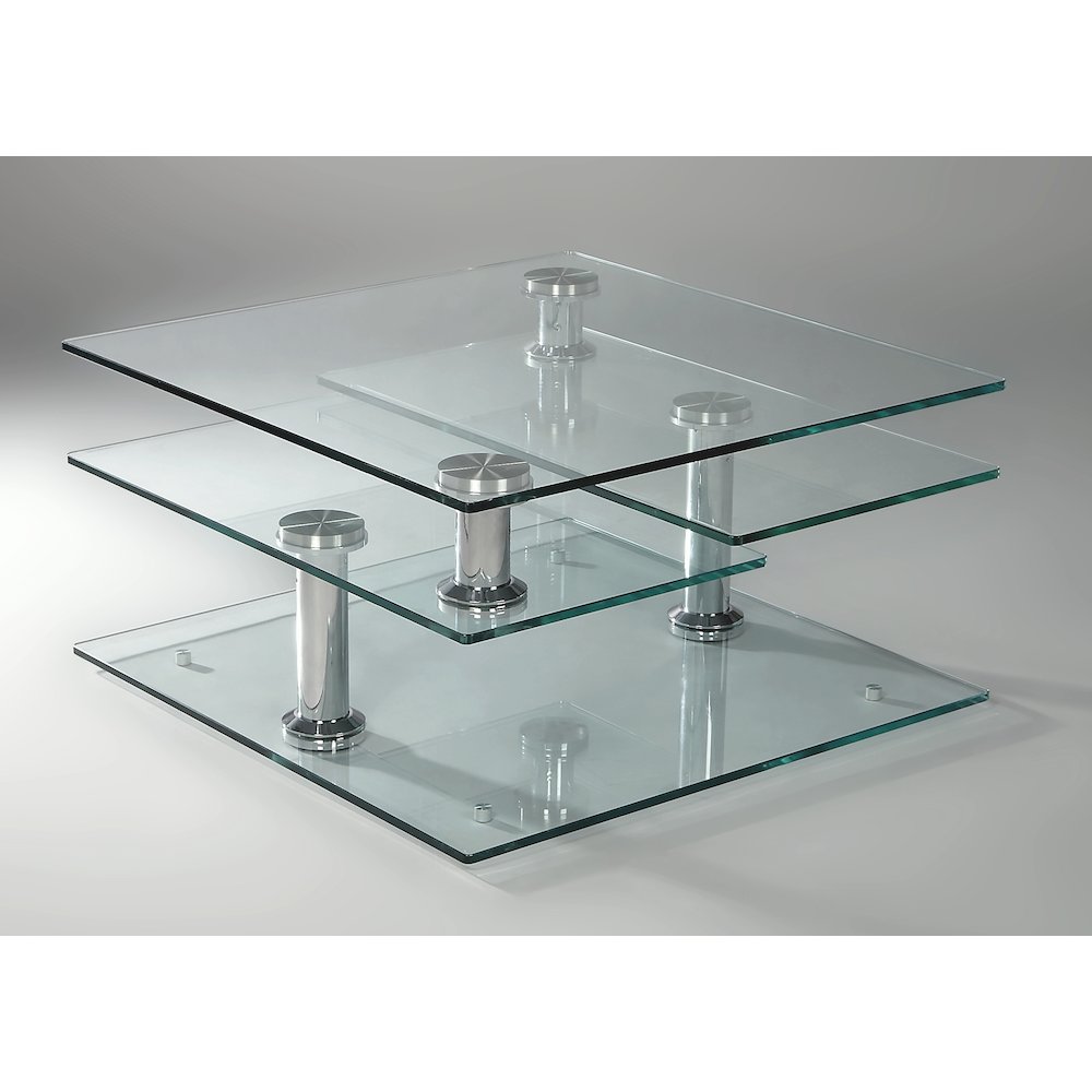 Contemporary Multi-Top Motion Glass Cocktail Table. Picture 3