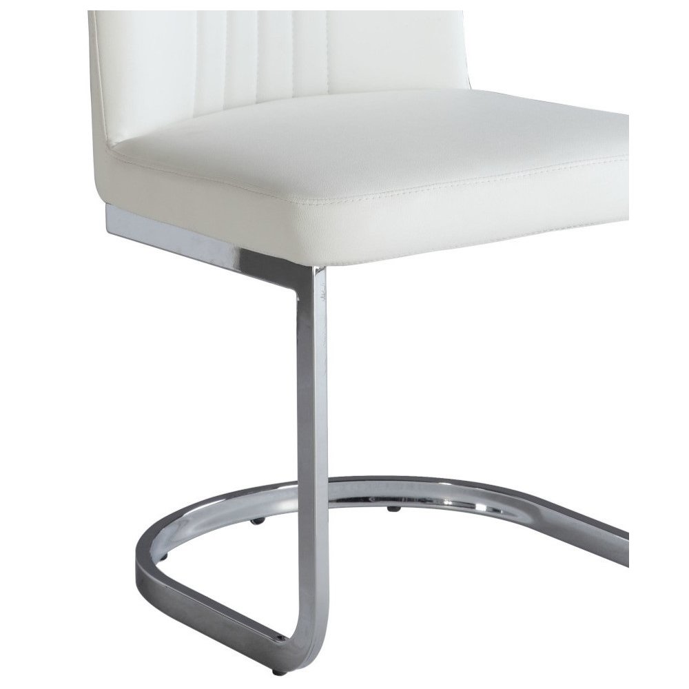 Channel Back Cantilever Side Chair  - Set Of 4, White. Picture 7