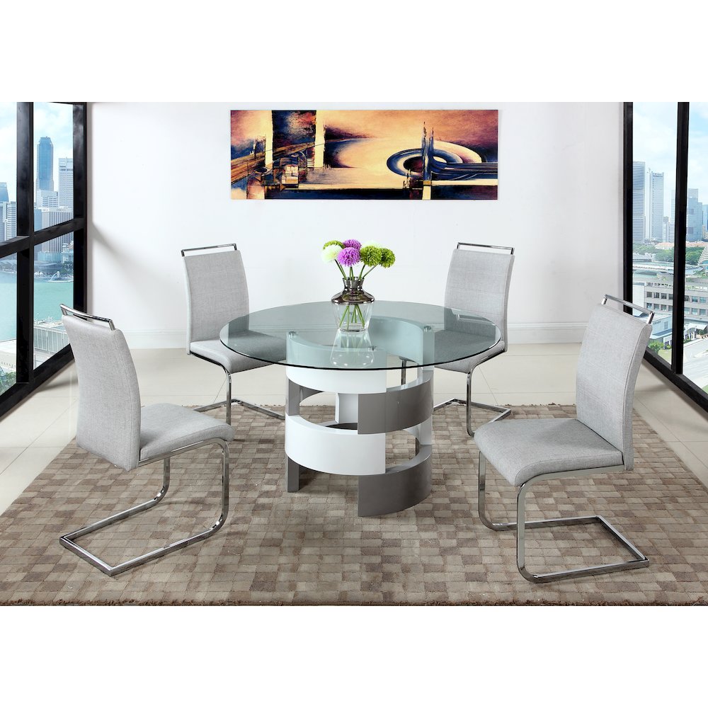 Contemporary Round Glass Top Dining Table. Picture 3