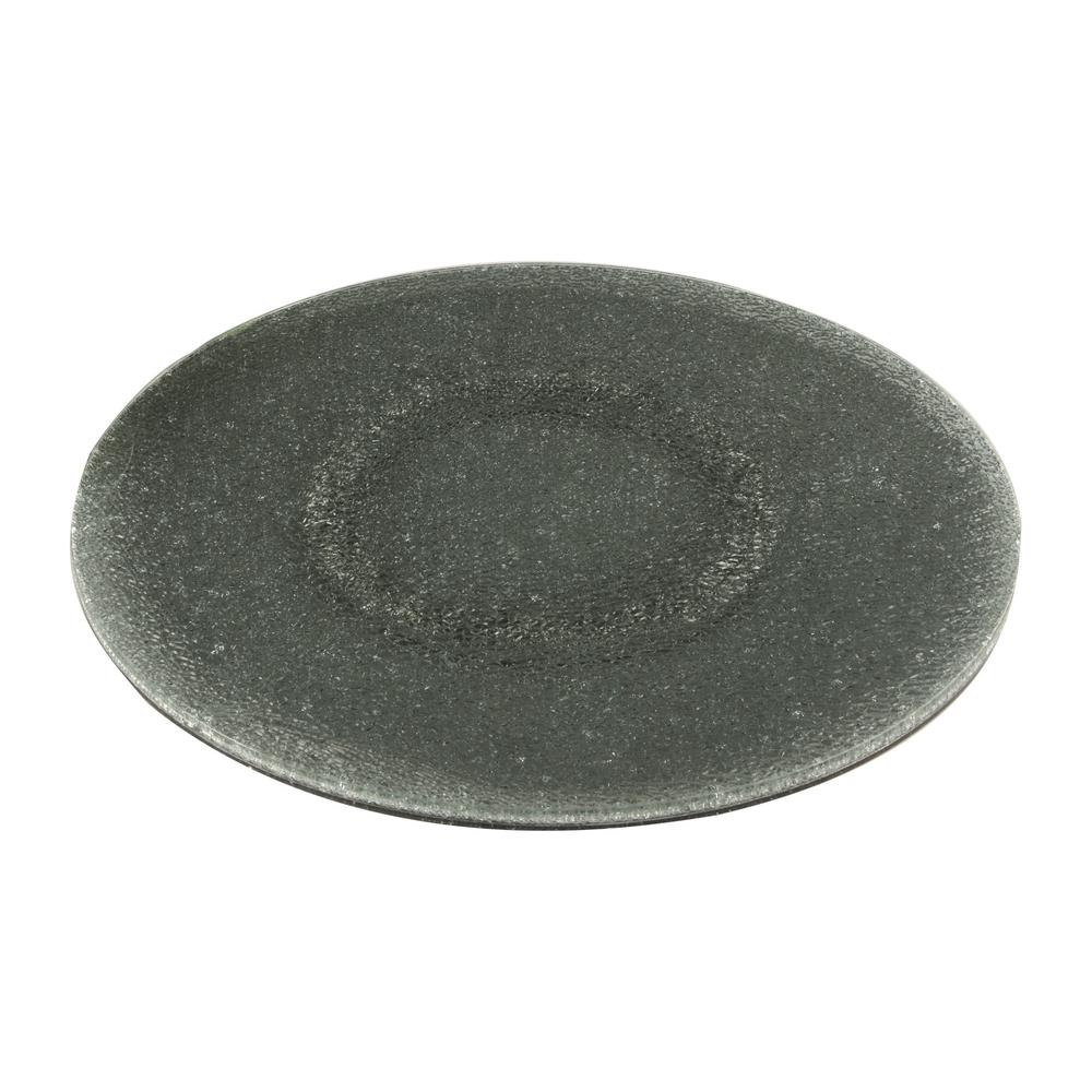 24” Round Gray Crackled Glass Lazy Susan. Picture 1