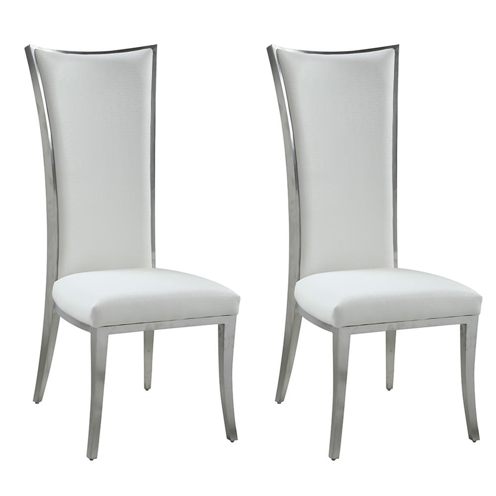 High Back Upholstered Chair w/ Stainless Steel Frame. Picture 1