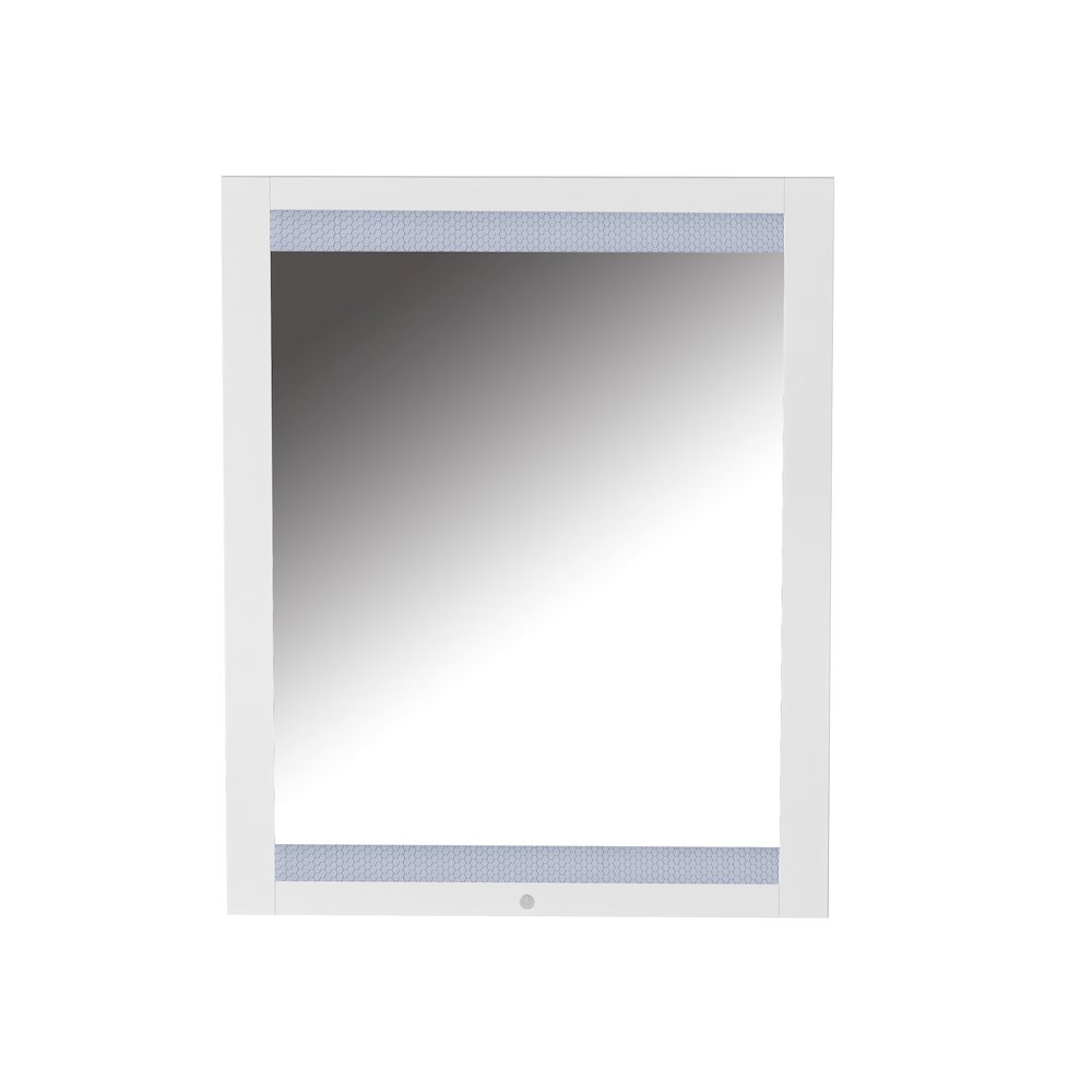 Modern White Laminate Framed Mirror W/ Led Light. Picture 2