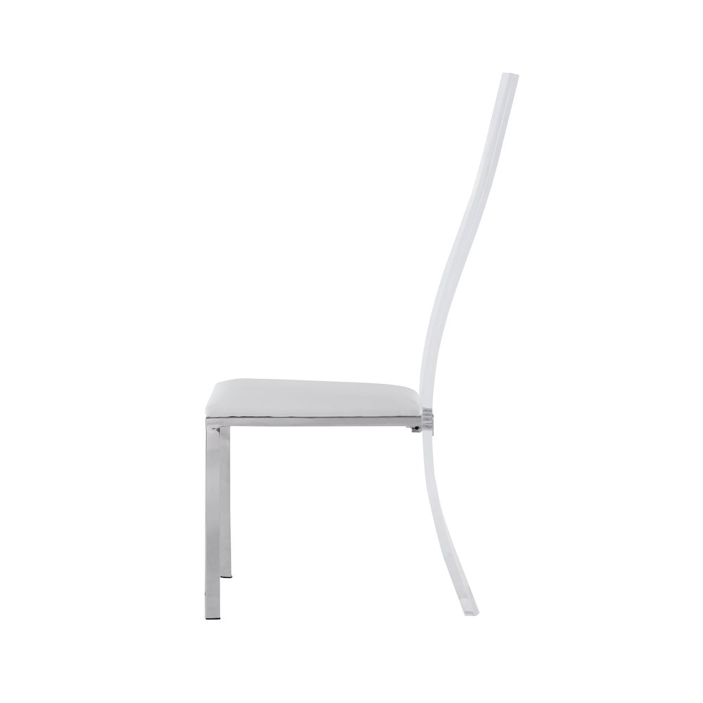 Acrylic High Back Side Chair - Set Of 2, White. Picture 5
