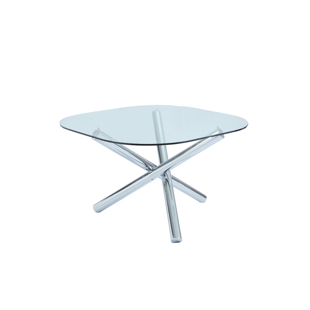 Contemporary Square Round Glass Top Table. Picture 1