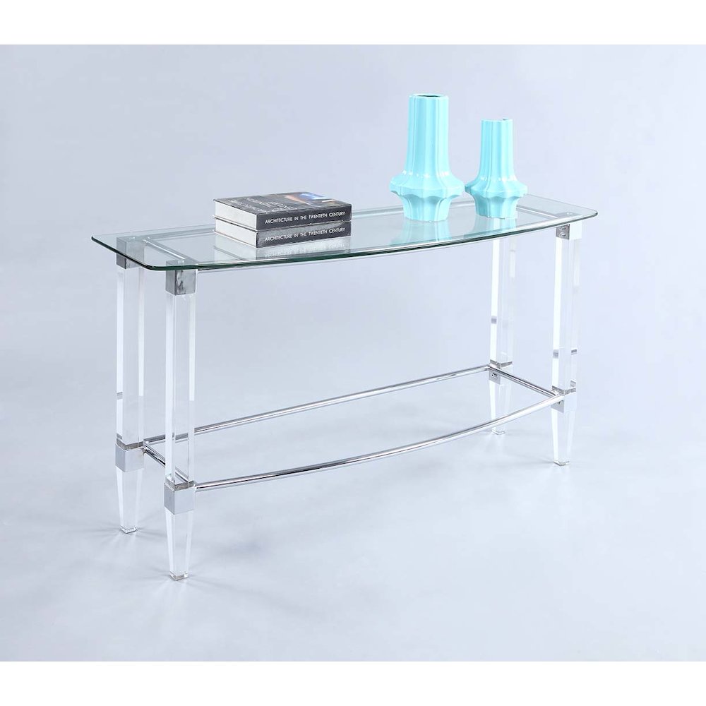 Contemporary Rectangular Glass Top Sofa Table. Picture 2