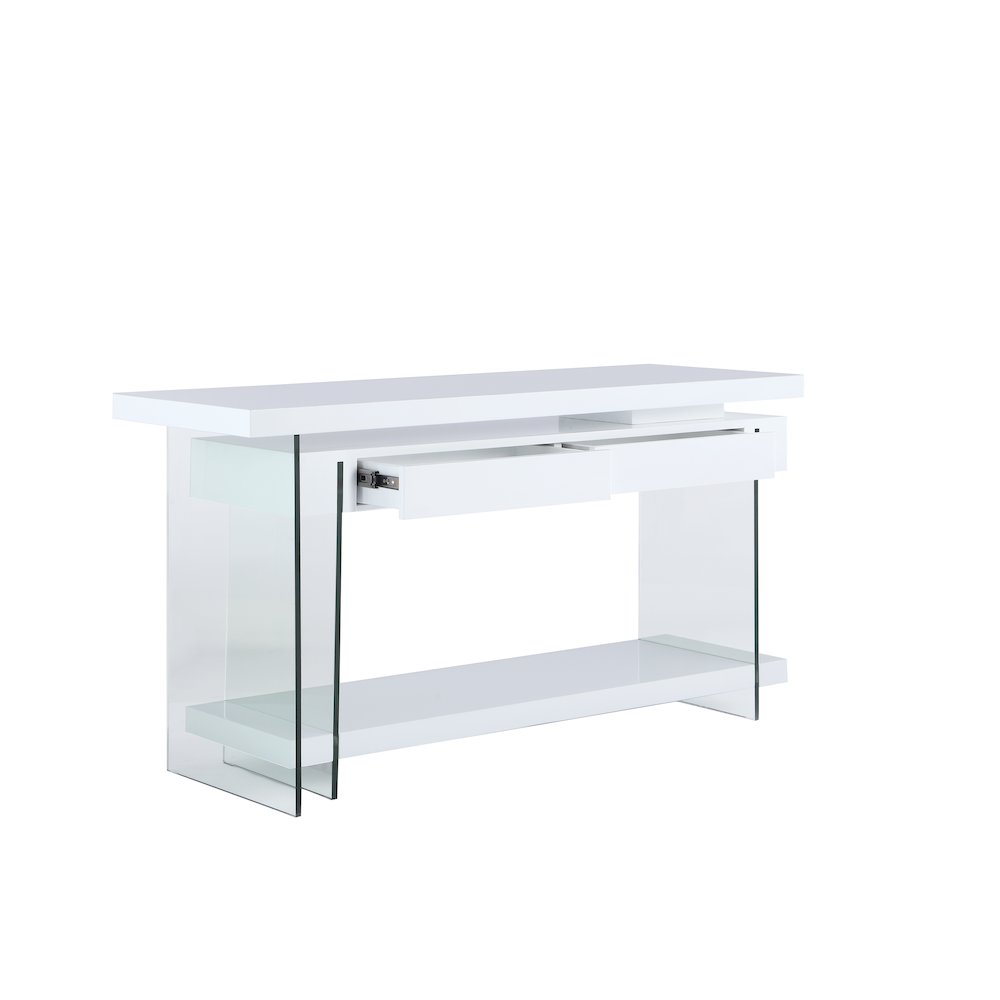 Modern Rotatable Glass & Wooden Desk W/ Drawers & Shelf. Picture 6