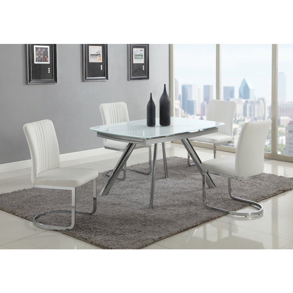 Channel Back Cantilever Side Chair  - Set Of 4, White. Picture 2
