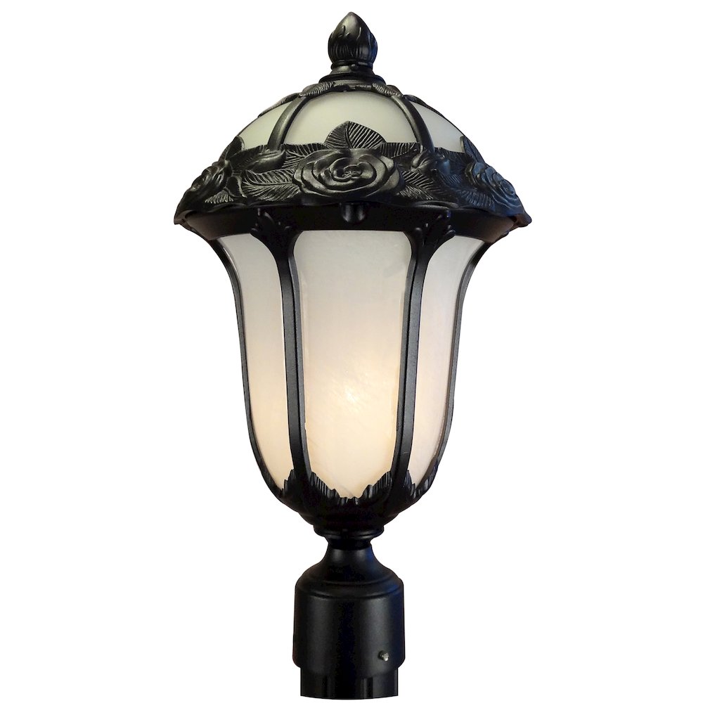Rose Garden Large Post Mount Light with Alabaster Glass. Picture 1