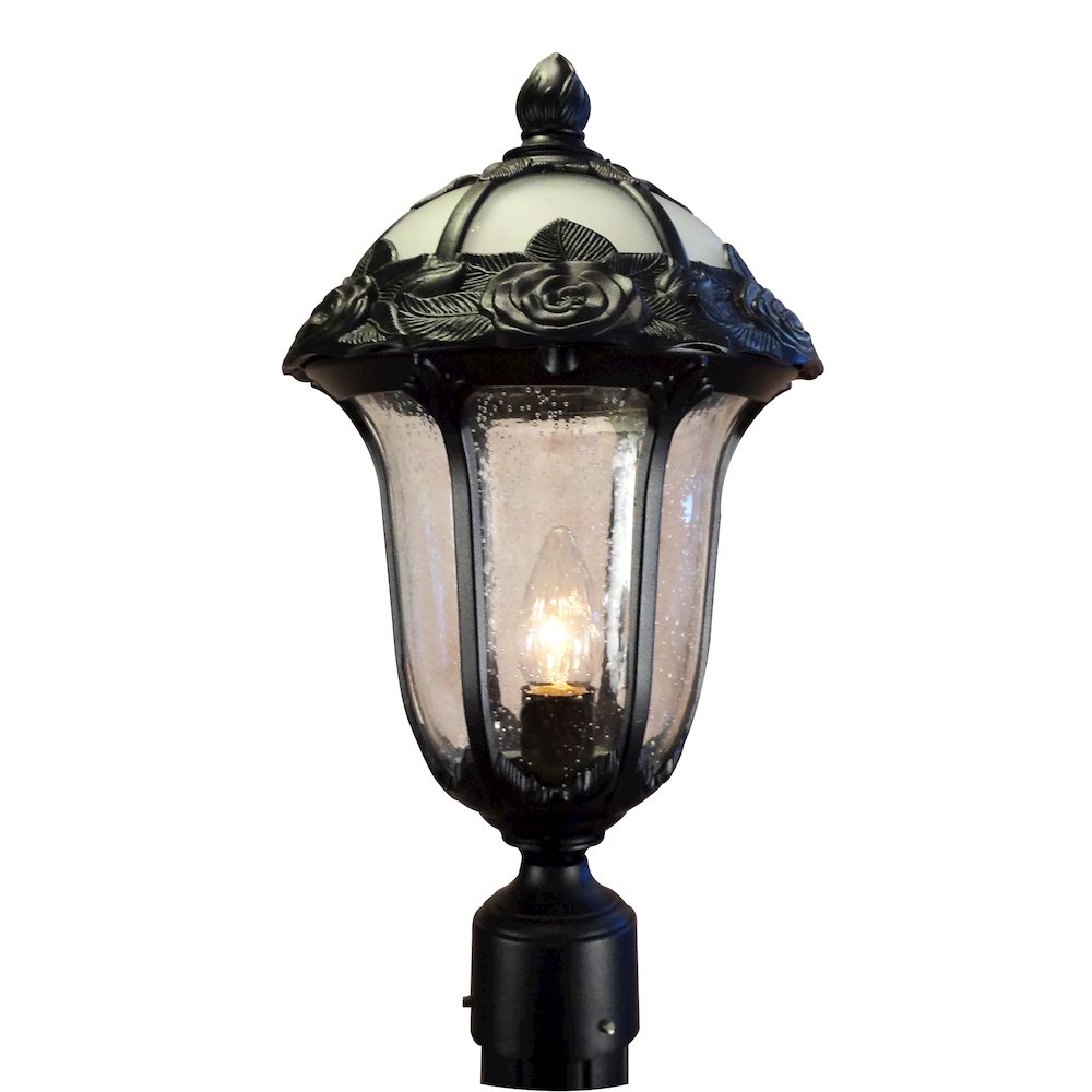 Rose Garden Large Post Mount Light with Seedy Glass. Picture 1