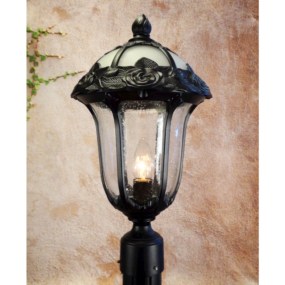 Rose Garden Large Post Mount Light with Seedy Glass. Picture 2
