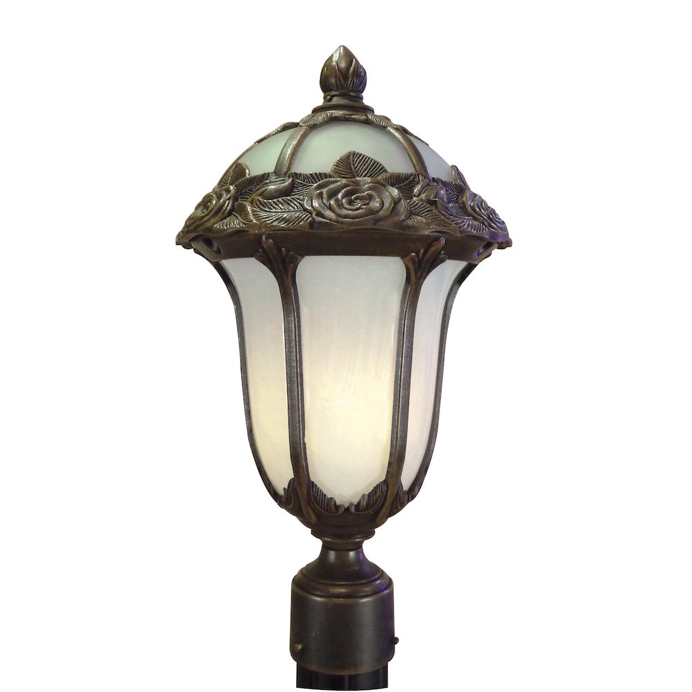Rose Garden Large Post Mount Light with Alabaster Glass. Picture 1