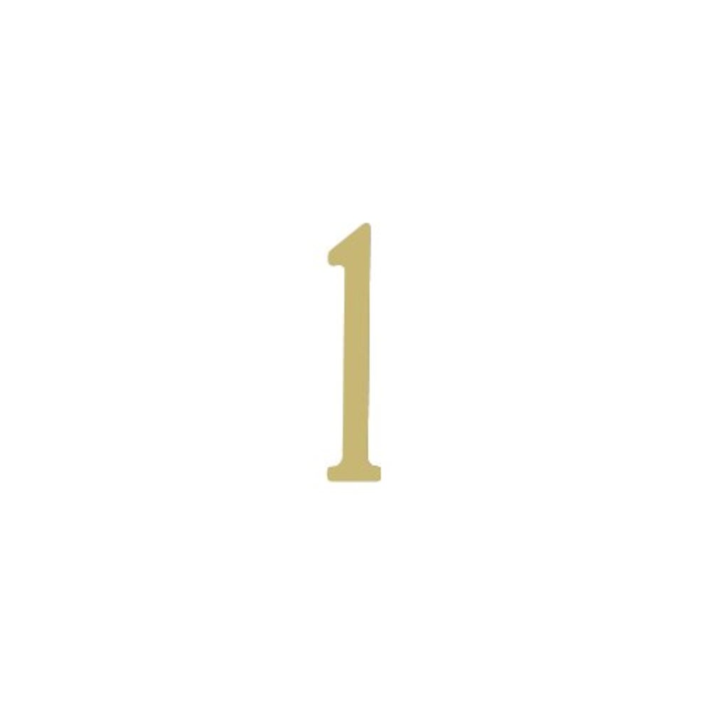 3 inch Brass Self Adhesive Address Number.  Number: 1. Picture 1
