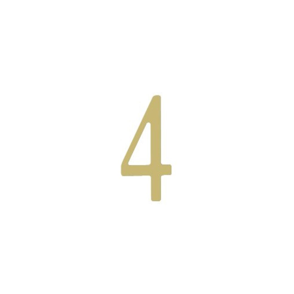 3 inch Brass Self Adhesive Address Number.  Number: 4. Picture 1