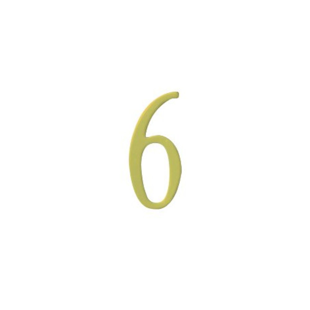 3 inch Brass Self Adhesive Address Number.  Number: 6. Picture 1