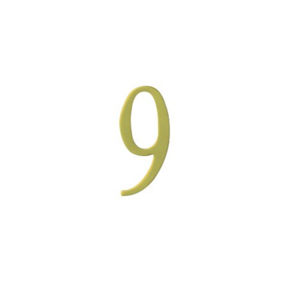 3 inch Brass Self Adhesive Address Number.  Number: 9. Picture 1