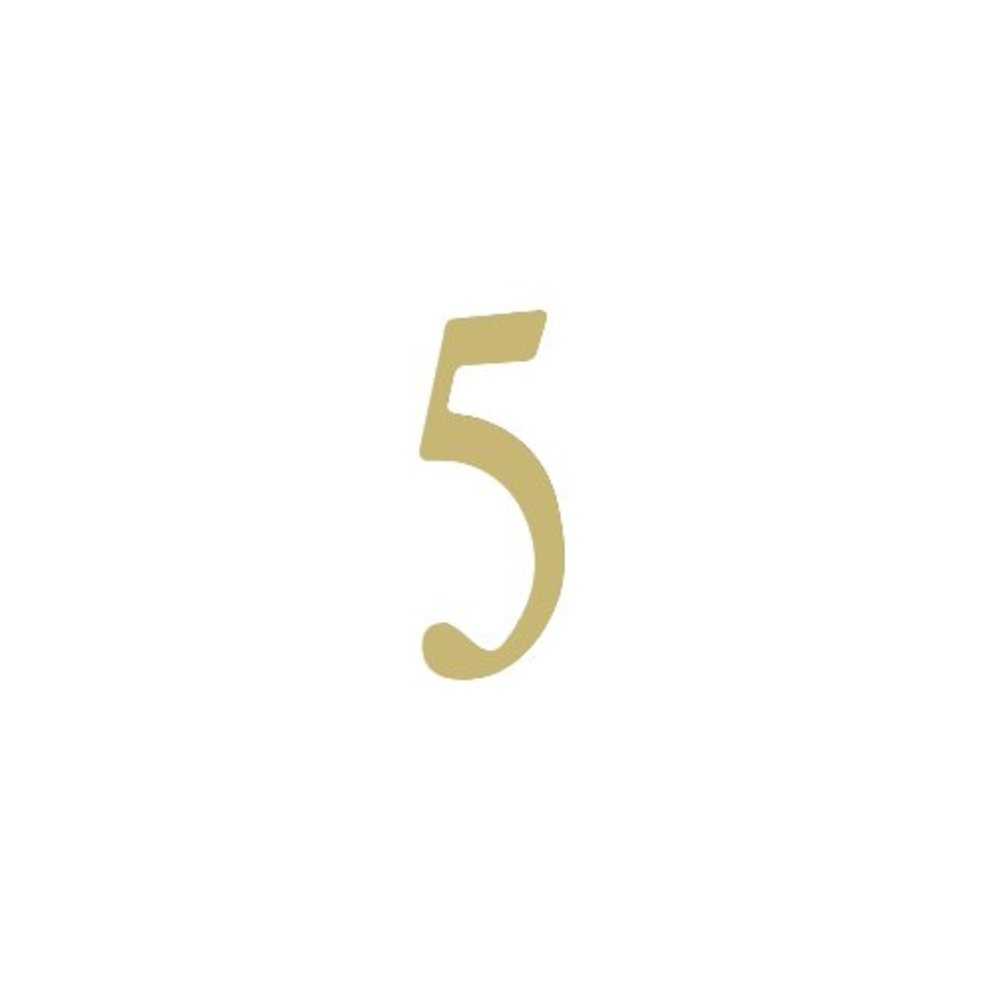 2 inch Brass Self Adhesive Address Number.  Number: 5. Picture 1