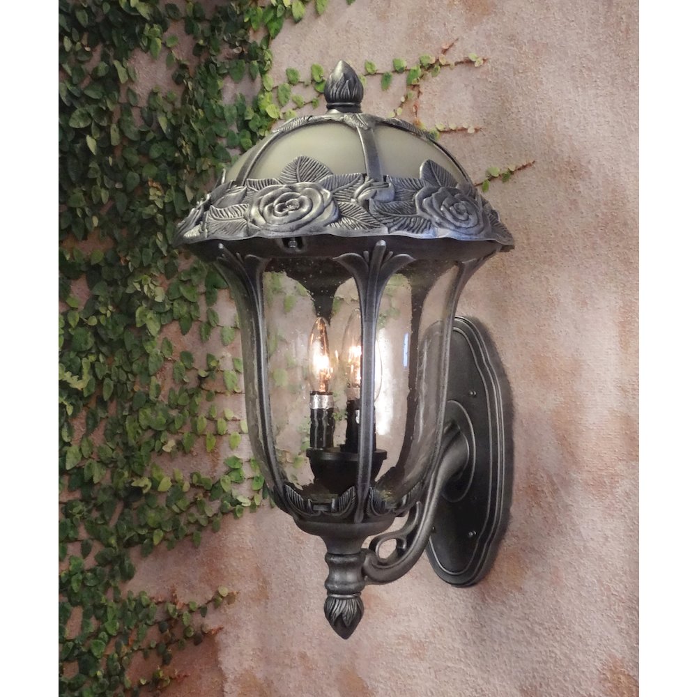 Rose Garden  Large Bottom Mount Light with Seedy Glass. Picture 2