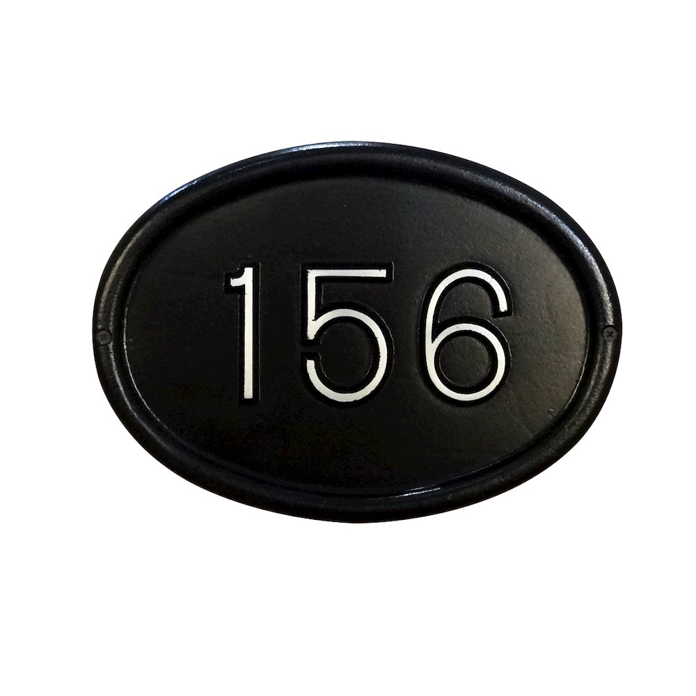 Cast Aluminum Address Plaque with Brushed Aluminum Numbers - Times Font. Picture 2
