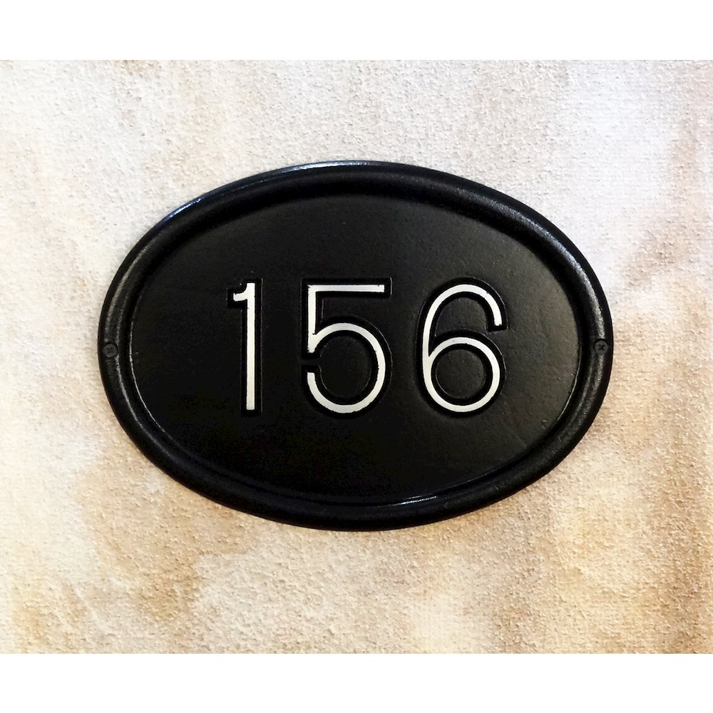 Cast Aluminum Address Plaque with Brushed Aluminum Numbers - Times Font. Picture 1