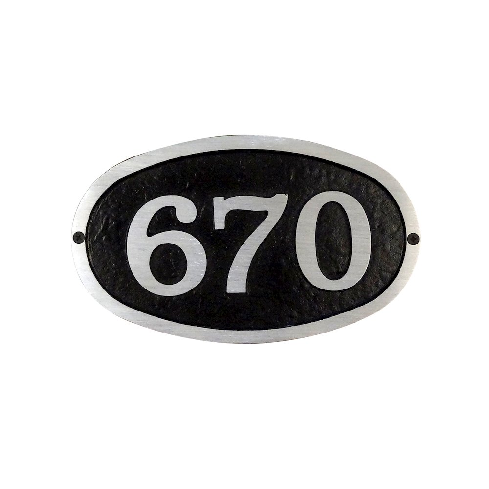Horizontal Cast Aluminum Address Plaque with Brushed Aluminum Numbers. Picture 2