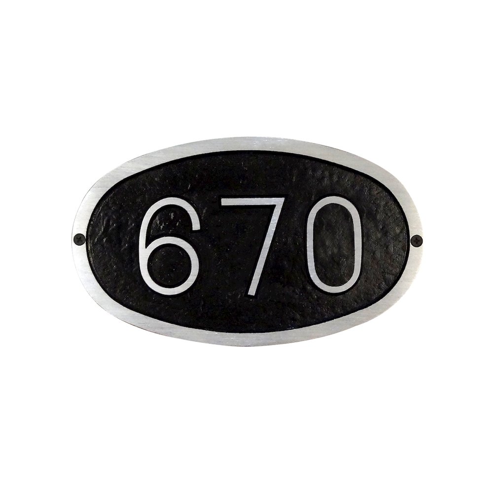 Horizontal Cast Aluminum Address Plaque with Brushed Aluminum Numbers. Picture 2