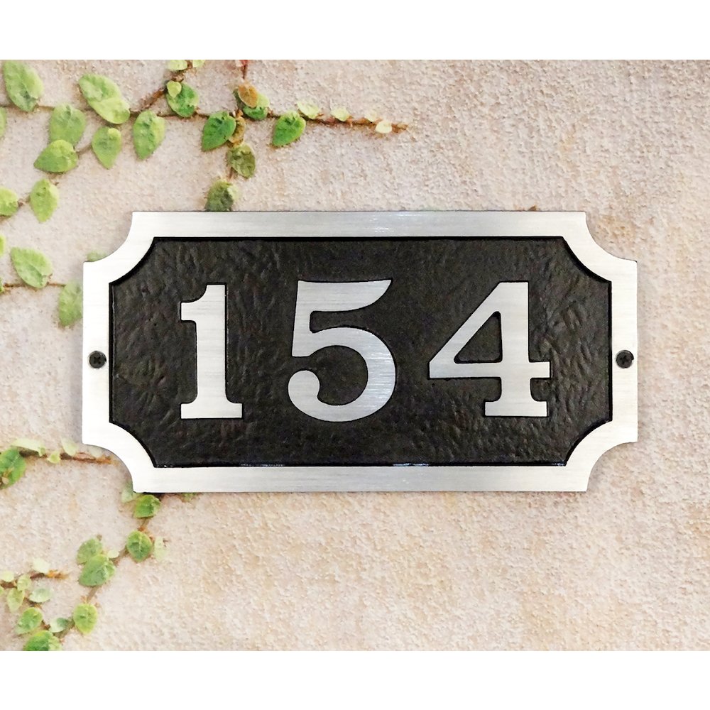 Traditional Cast Aluminum Address Plaque with Brushed Aluminum Numbers. Picture 1