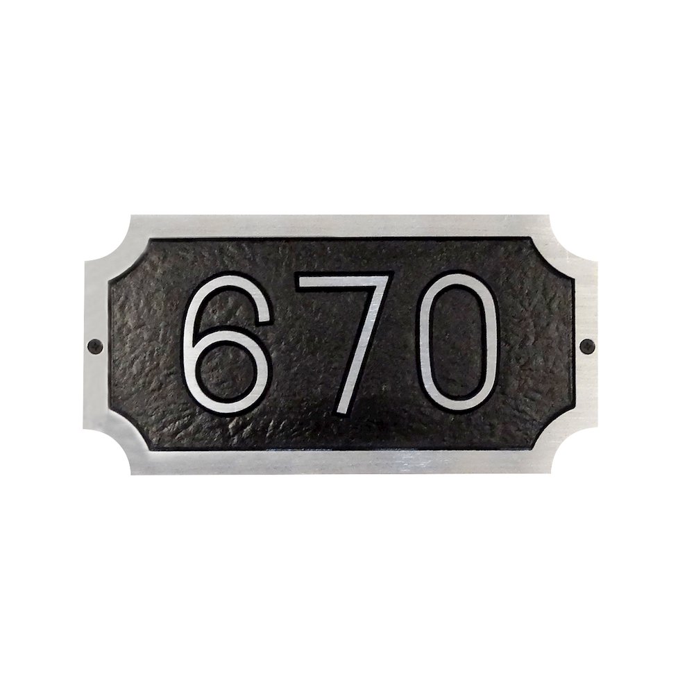 Traditional Cast Aluminum Address Plaque with Brushed Aluminum Numbers. Picture 2