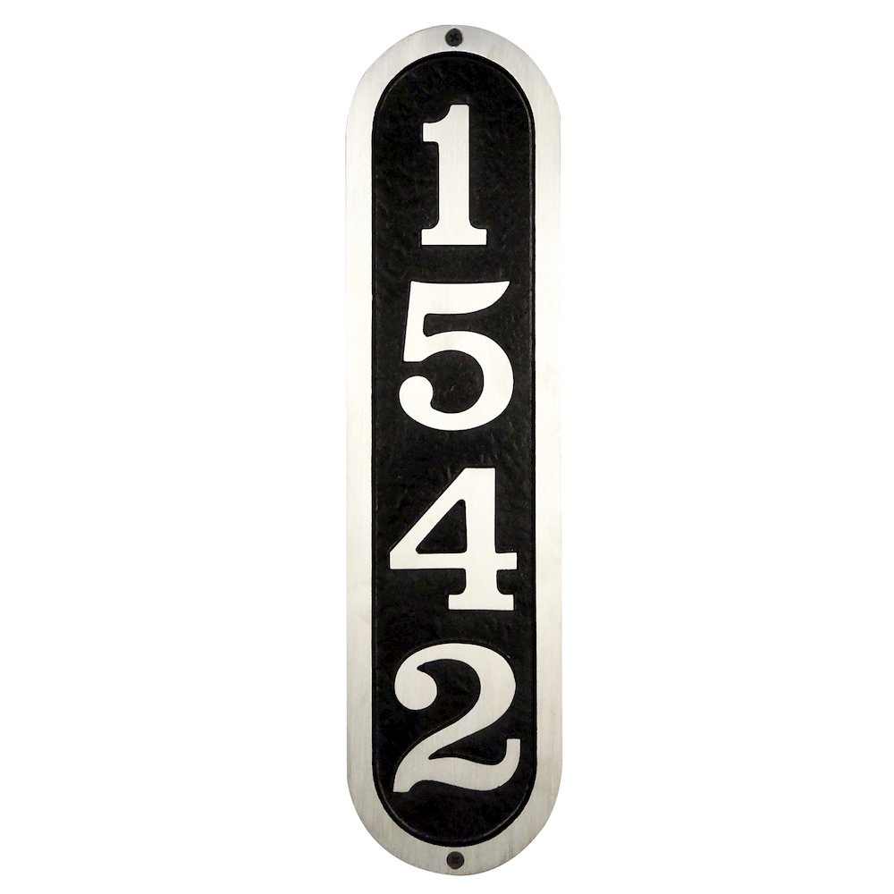 Ventena Cast Aluminum Address Plaque with Brushed Aluminum Numbers. Picture 2