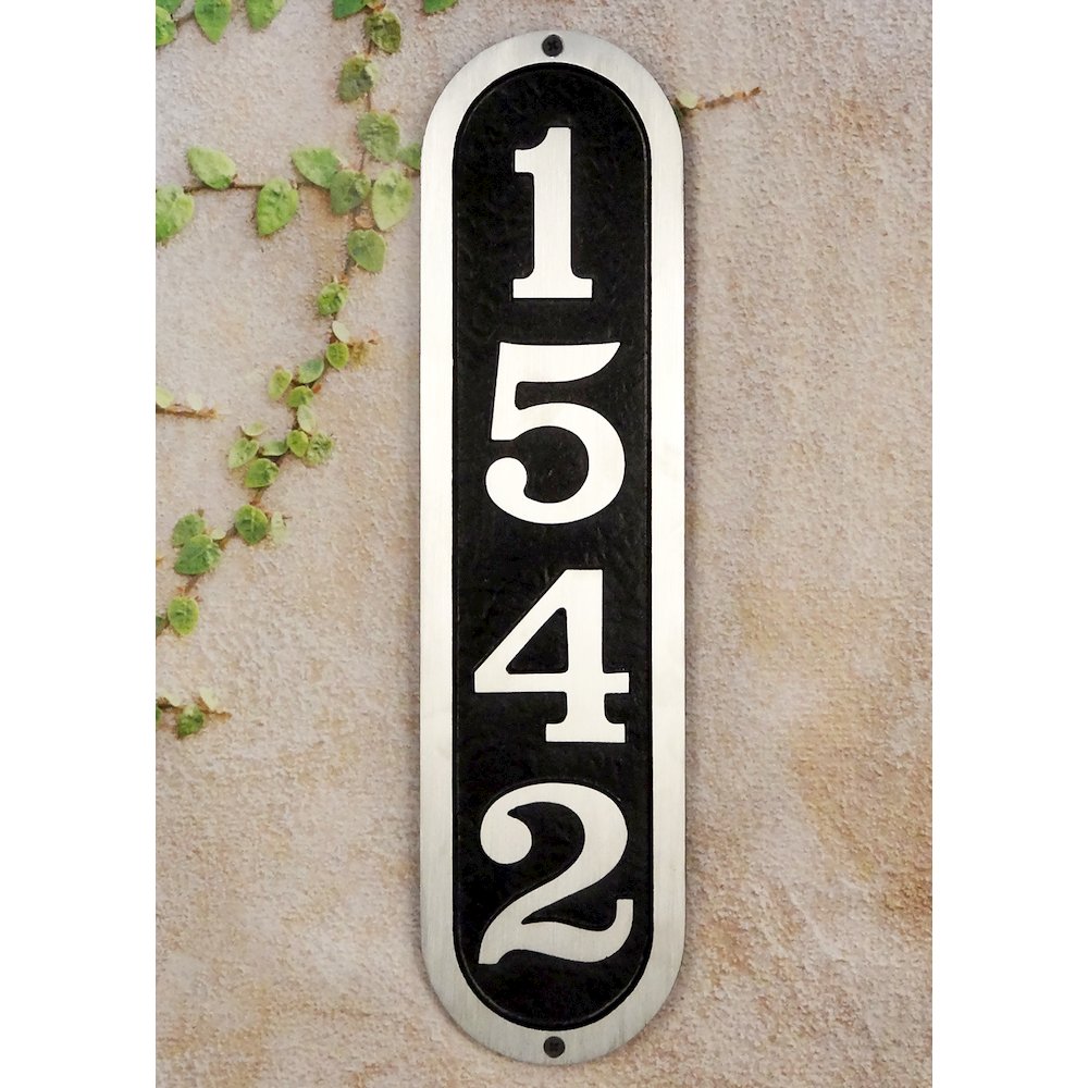Ventena Cast Aluminum Address Plaque with Brushed Aluminum Numbers. Picture 1